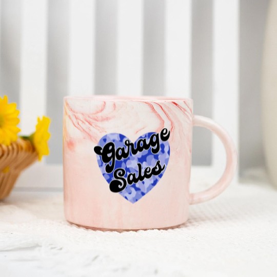 Garage Sales blue camo heart Marble Mugs