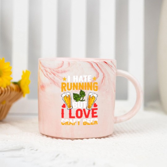 I Hate Running But I Love Craft Beer Marble Mugs