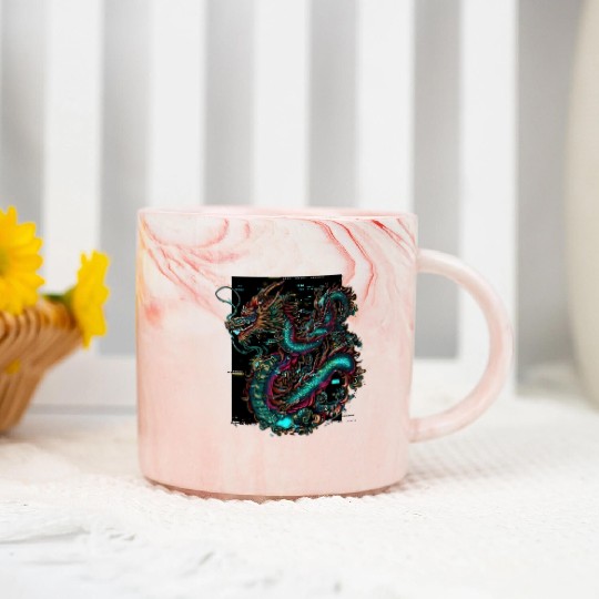 Digital Dragon Marble Mugs