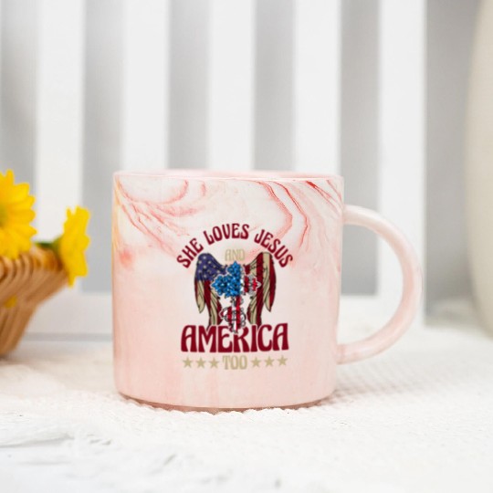She loves jesus and America too Marble Mugs