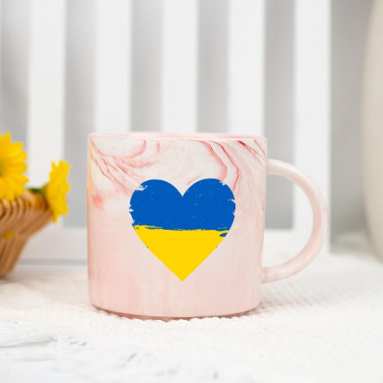 Ukraine Flag Ukrainian Heart Marble Mugs