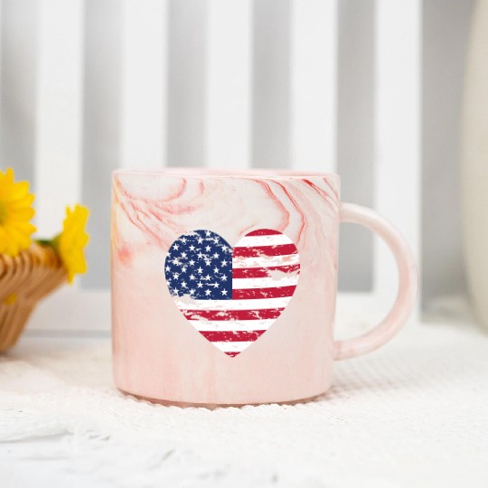 United States of America Flag Love Heart Marble Mugs
