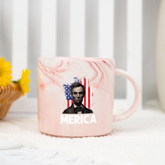 Merica Lincoln President Independence Day Party Marble Mugs