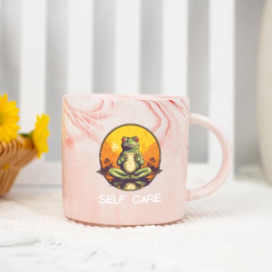 Yoga Meditation Meditate and Elevate Self Care Marble Mugs