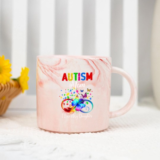 Butterfly Autism Mom I Love My Daughter Support Au Marble Mugs