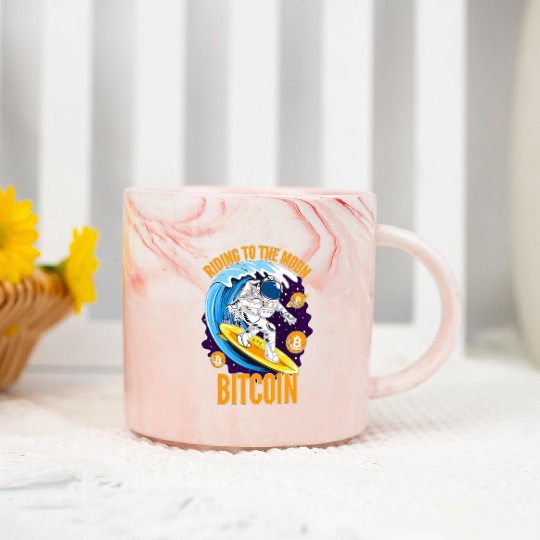 RIDING TO THE MOON- Bitcoin Marble Mugs
