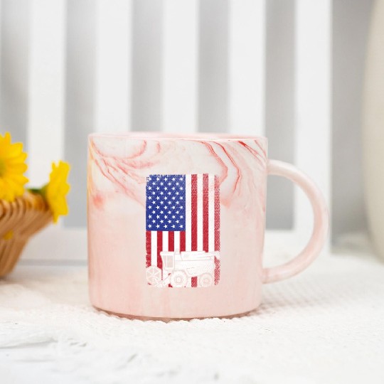 Combine Harvester American Flag Farmer Agriculture Marble Mugs