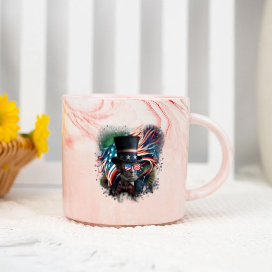 Merica Lincoln Independence Day Party 4th July Marble Mugs
