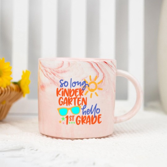 SO LONG KINDERGARTEN HELLO 1st GRADE Teacher Marble Mugs