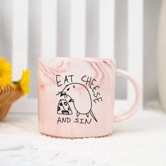 Eat Cheese And Sin Funny Cheese Lover Marble Mugs