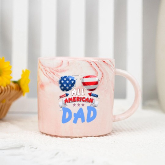 All American Dad US Patriots Fathers America Party Marble Mugs