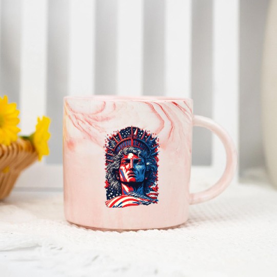 Statue of Liberty Face USA Marble Mugs