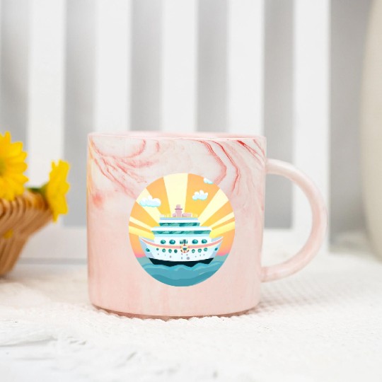 Cruise Ship at Sunset - Dream Voyage Design Marble Mugs