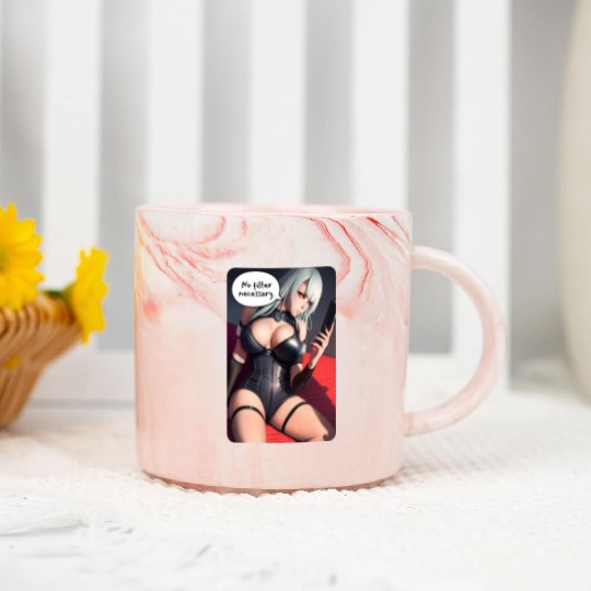 Cyberpunk Waifu Influencer Design 3 Marble Mugs