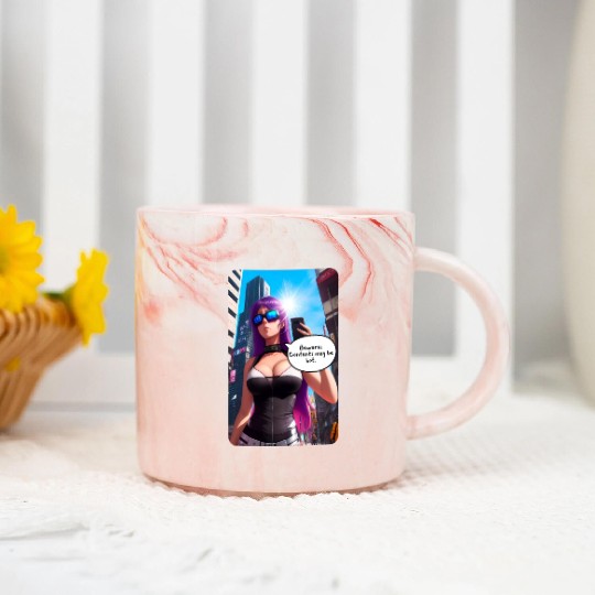 Cyberpunk Waifu Influencer Design 5 Marble Mugs
