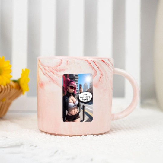 Cyberpunk Waifu Influencer Design 6 Marble Mugs