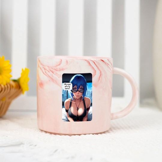 Cyberpunk Waifu Influencer Design 10 Marble Mugs