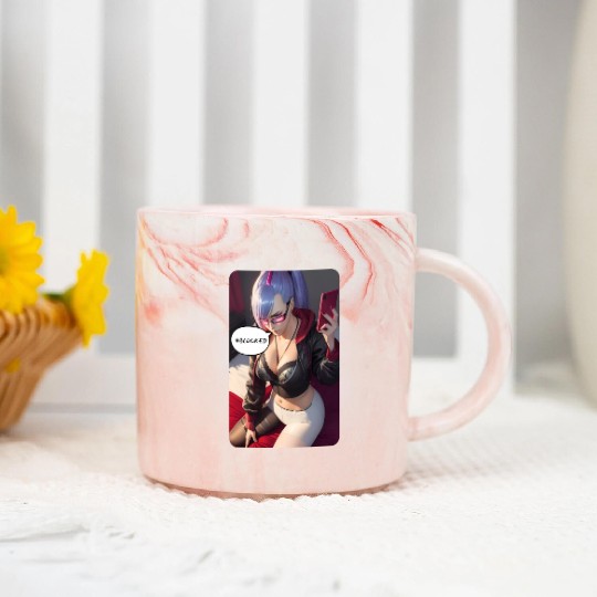 Cyberpunk Waifu Influencer Design 4 Marble Mugs