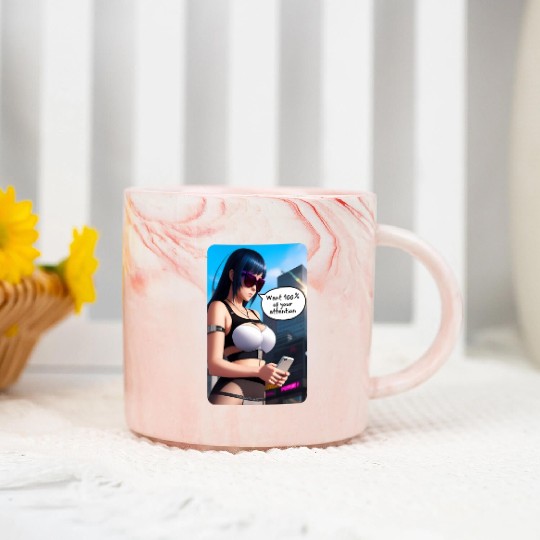 Cyberpunk Waifu Influencer Design 8 Marble Mugs