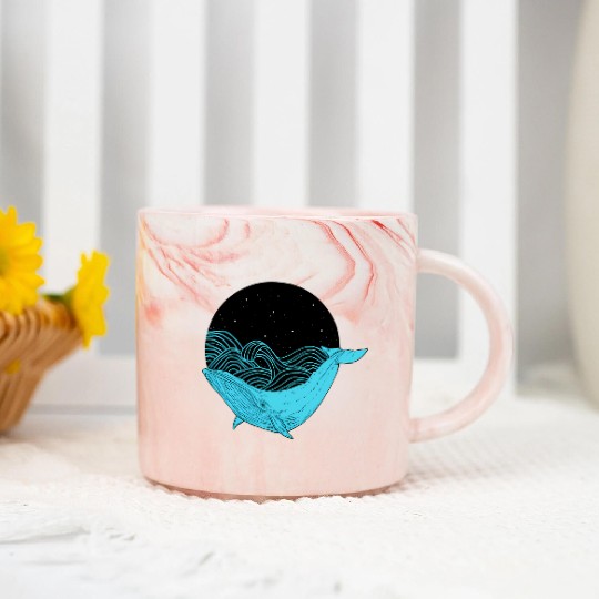 Humpback Whale Midnight Space Whale Marble Mugs