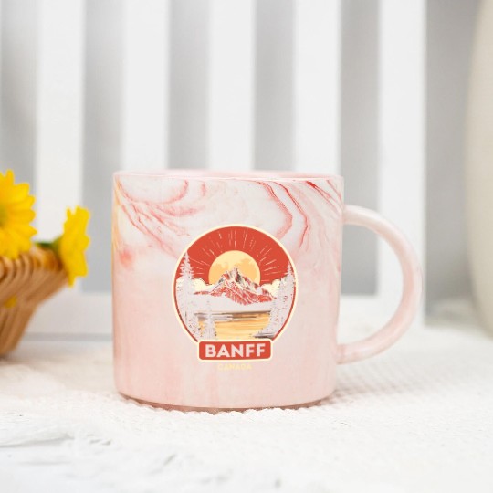 Vintage Retro Canadian Banff National Park Marble Mugs