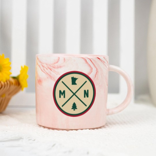 Minnesota Mn Circle Patch Red And Green Marble Mugs