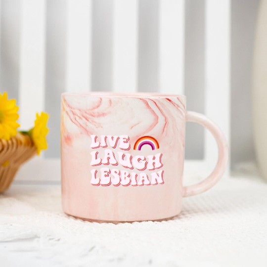 live laugh lesbian Pride Month Marble Mugs