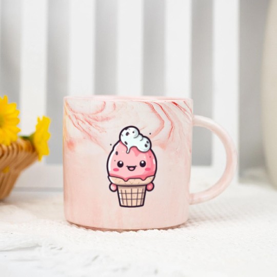 Embrace the Sweetness of our Cute Soft Ice Cream Marble Mugs