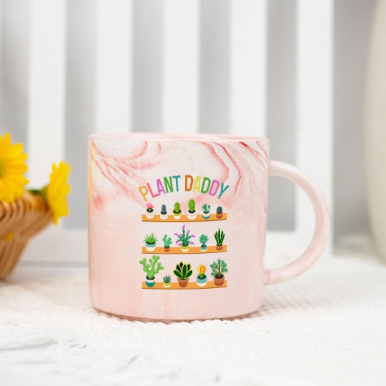 Plant Daddy Succulents Dad Gardener Gardening Marble Mugs
