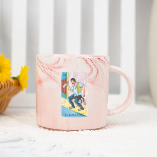 Loteria El Borracho Colorful Tarot Card Marble Mugs