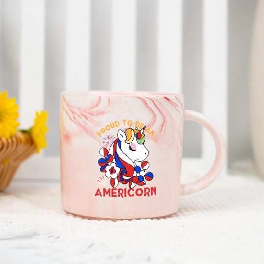 Proud to be an Americorn Unicorn Independence Day Marble Mugs