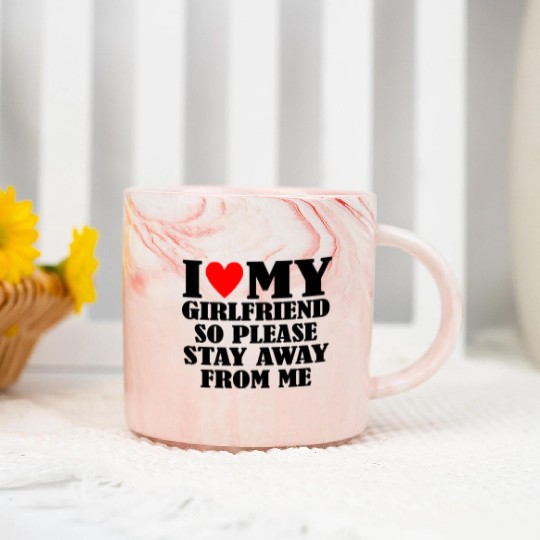 I LOVE MY GIRLFRIEND 02 Marble Mugs