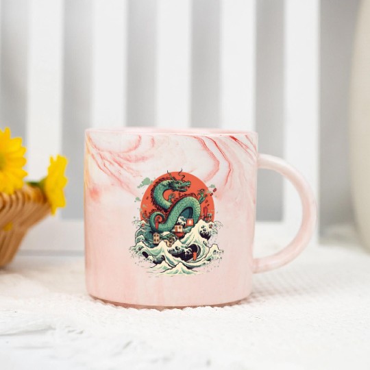 Sushi Dragon Japanesse Kawaii Marble Mugs