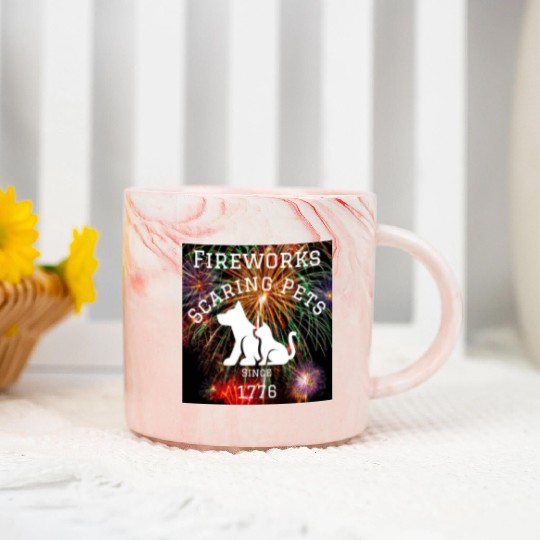 Fireworks Scaring Pets Since 1776 Marble Mugs
