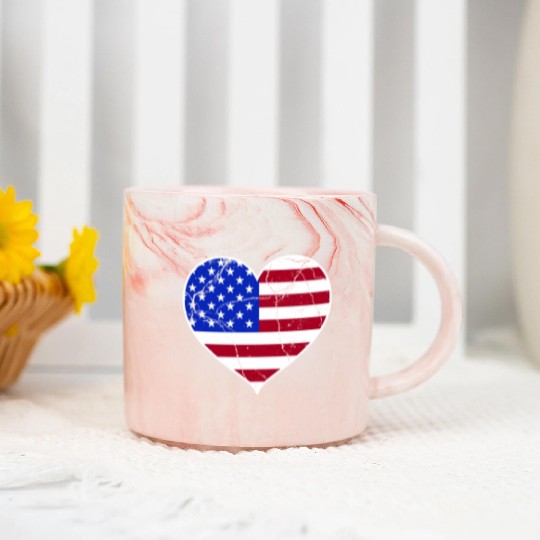 Love America Flag Independence Day USA Patriots Marble Mugs