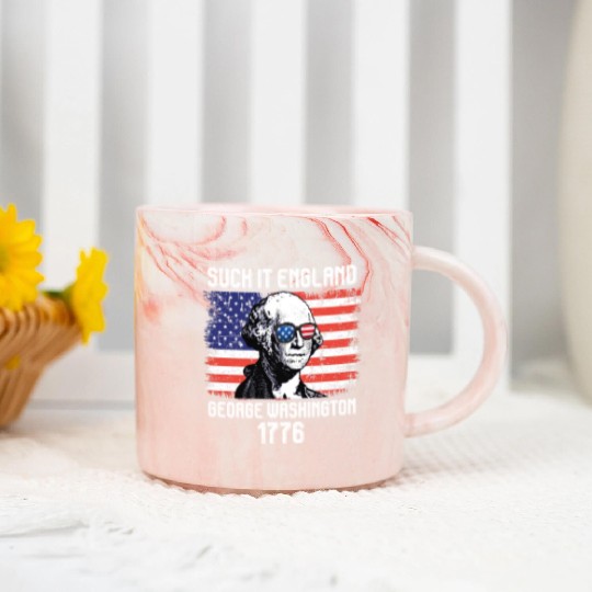 Suck it England George Washington 1776 USA Marble Mugs