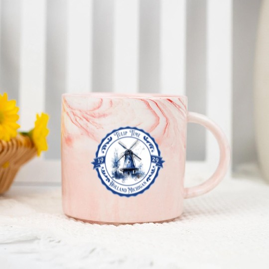 Delft Style Tulip Festival Time in Holland, Mi. Marble Mugs