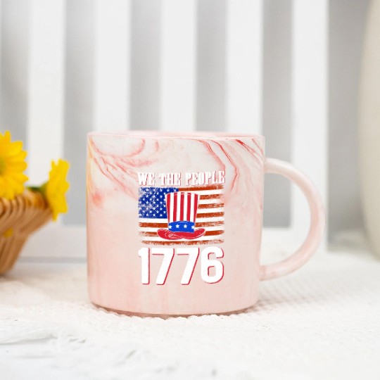 We the People 1776 Independence Day US Patriot Marble Mugs