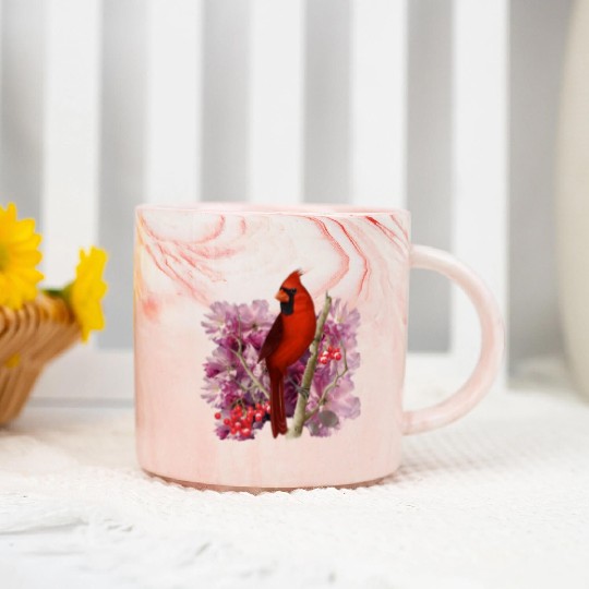 Funny Red Cardinal Bird Ornament Christmas Gifts Marble Mugs