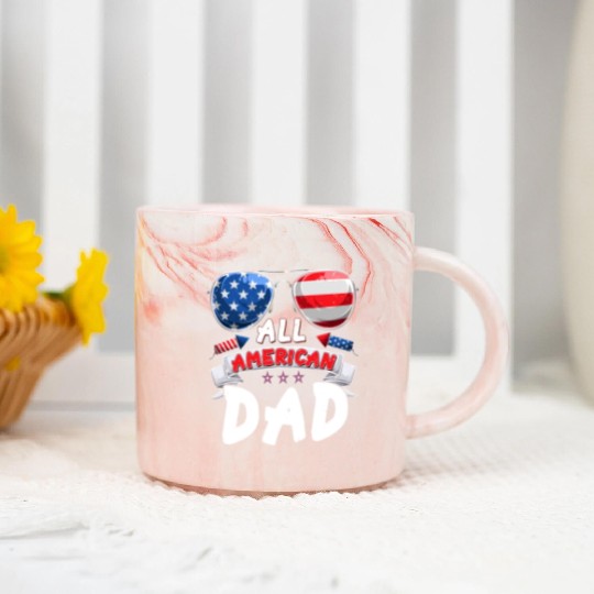 All American Dad US Patriots Fathers America Party Marble Mugs