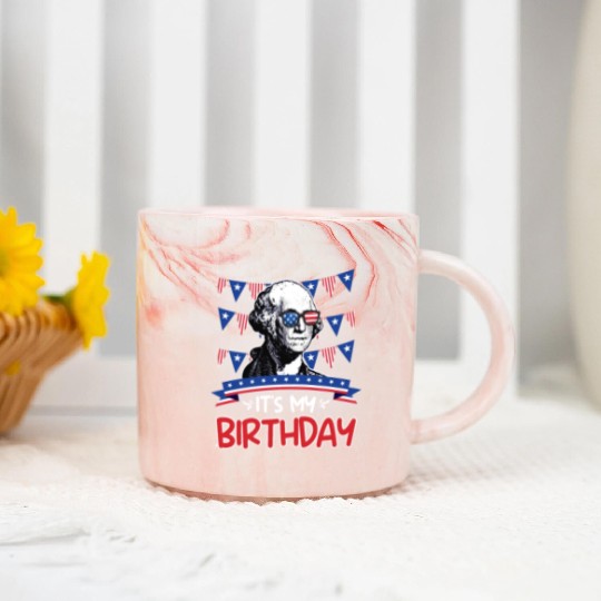Its my Birthday Independence Day George Washington Marble Mugs