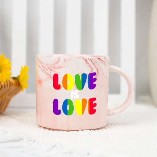 Love Is Love Rainbow LGBTQ Gay Pride Love Is Love Marble Mugs