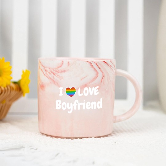 I Love My Gay Boyfriend LGBT hippie Marble Mugs