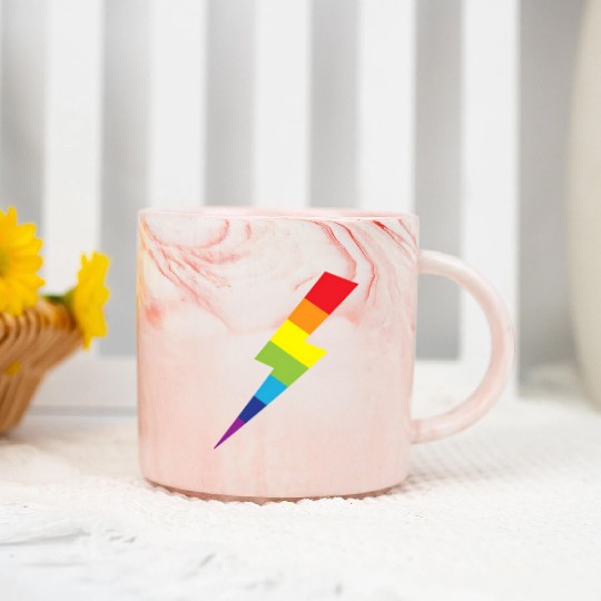 Awesome Rainbow Lightning Bolt Print Marble Mugs