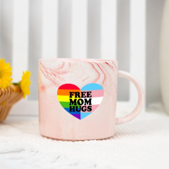 Free Mom Hugs Gay Pride Trans Flag LGBTQ Free Hugs Marble Mugs