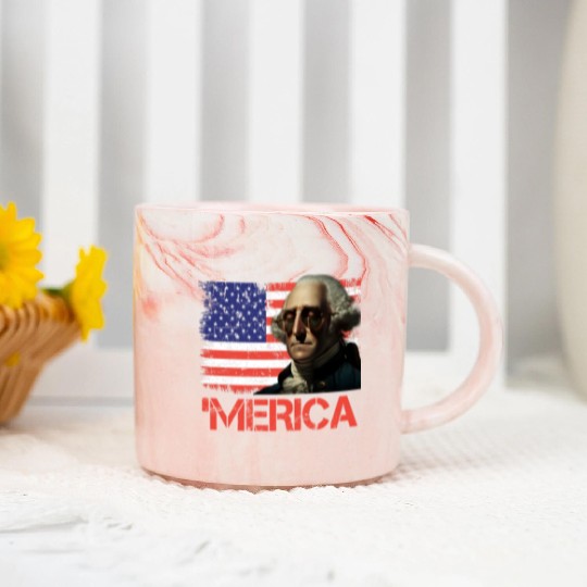 Merica George Washington Independence Day USA Marble Mugs
