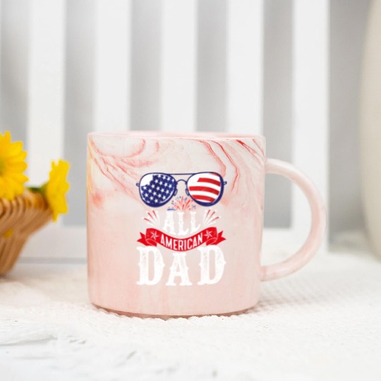 All American Dad America Pride US Patriot Marble Mugs