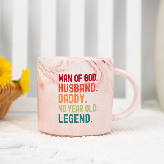 Man of God Husband Dad Funny 40th Birthday Marble Mugs