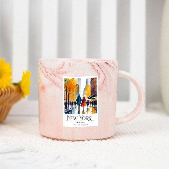 Couple walking in the streets of New York City Marble Mugs