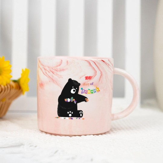 cute bear 100th day of school Marble Mugs